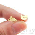 Kitty Cat and Mouse Shaped Allergy Free Stud Earrings in Gold | DOTOLY | DOTOLY