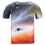 Kitty Cat Chilling in Space Universe Galaxy Print Graphic Print T-Shirt | DOTOLY