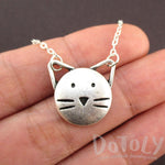 Kitty Cat Face with Pointy Ears Shaped Pendant Necklace | Animal Jewelry | DOTOLY