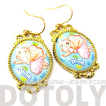 Kitty Cat Fairy Princess Illustrated Dangle Earrings | Animal Jewelry | DOTOLY