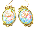 Kitty Cat Fairy Princess Illustrated Dangle Earrings | Animal Jewelry | DOTOLY