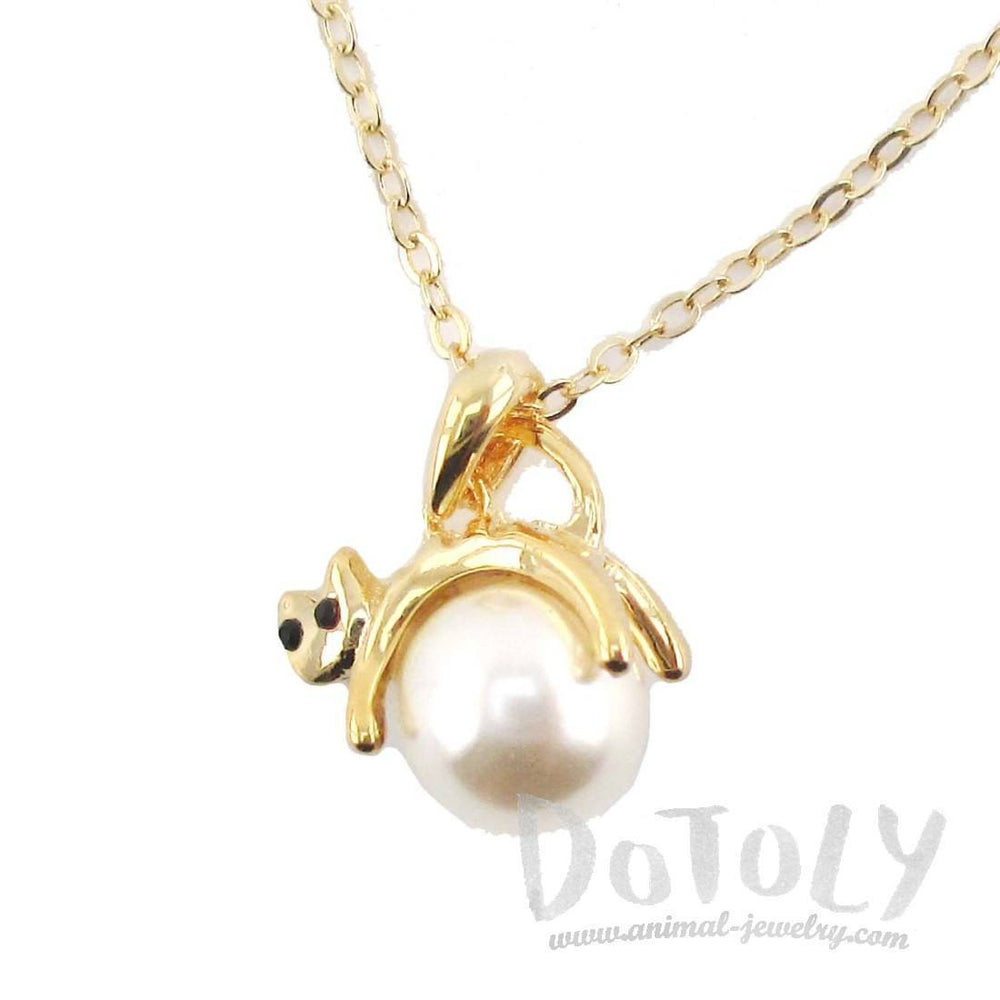 Kitty Cat Jumping Over the Moon Pendant Necklace in Gold | DOTOLY