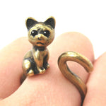 Kitty Cat Left Facing Animal Wrap Around Ring in Brass - Sizes 5 to 9 Available | DOTOLY