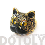 Kitty Cat Mustache Enamel Animal Ring in Black US Size 6.5 | Limited Edition | DOTOLY