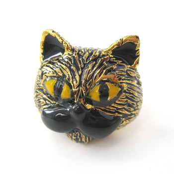 Kitty Cat Mustache Enamel Animal Ring in Black US Size 6.5 | Limited Edition | DOTOLY