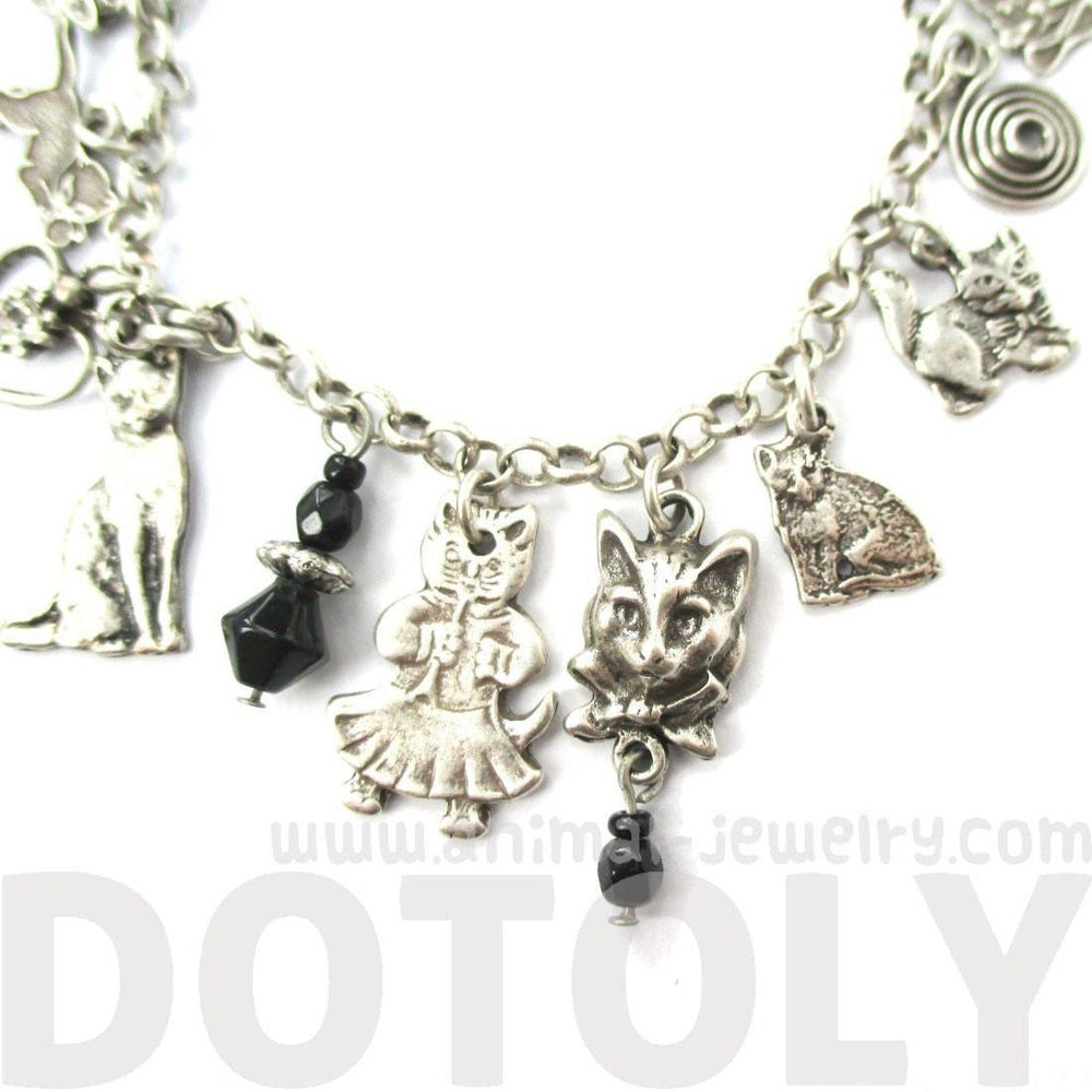 Kitty Cat Shaped Charm Bracelet in Silver | Jewelry for Cat Lovers | DOTOLY