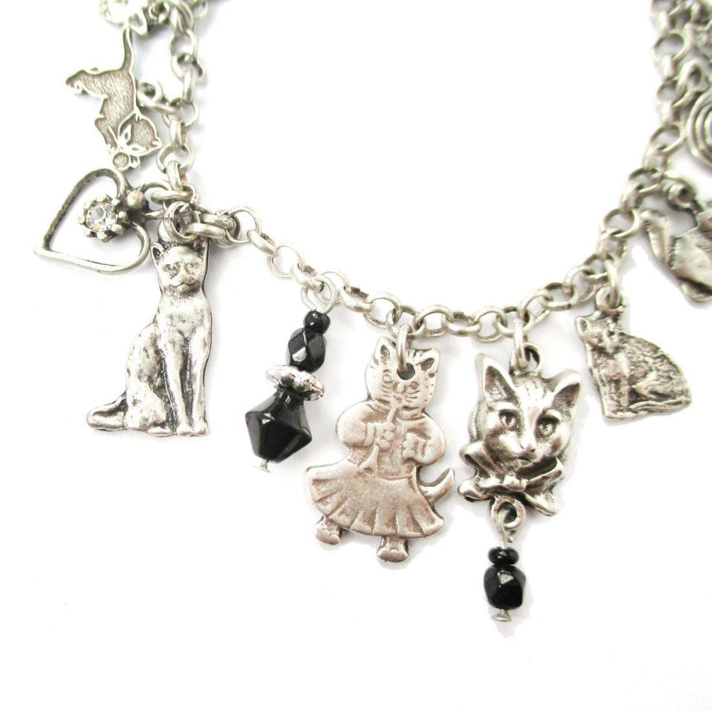 Kitty Cat Shaped Charm Bracelet in Silver | Jewelry for Cat Lovers | DOTOLY