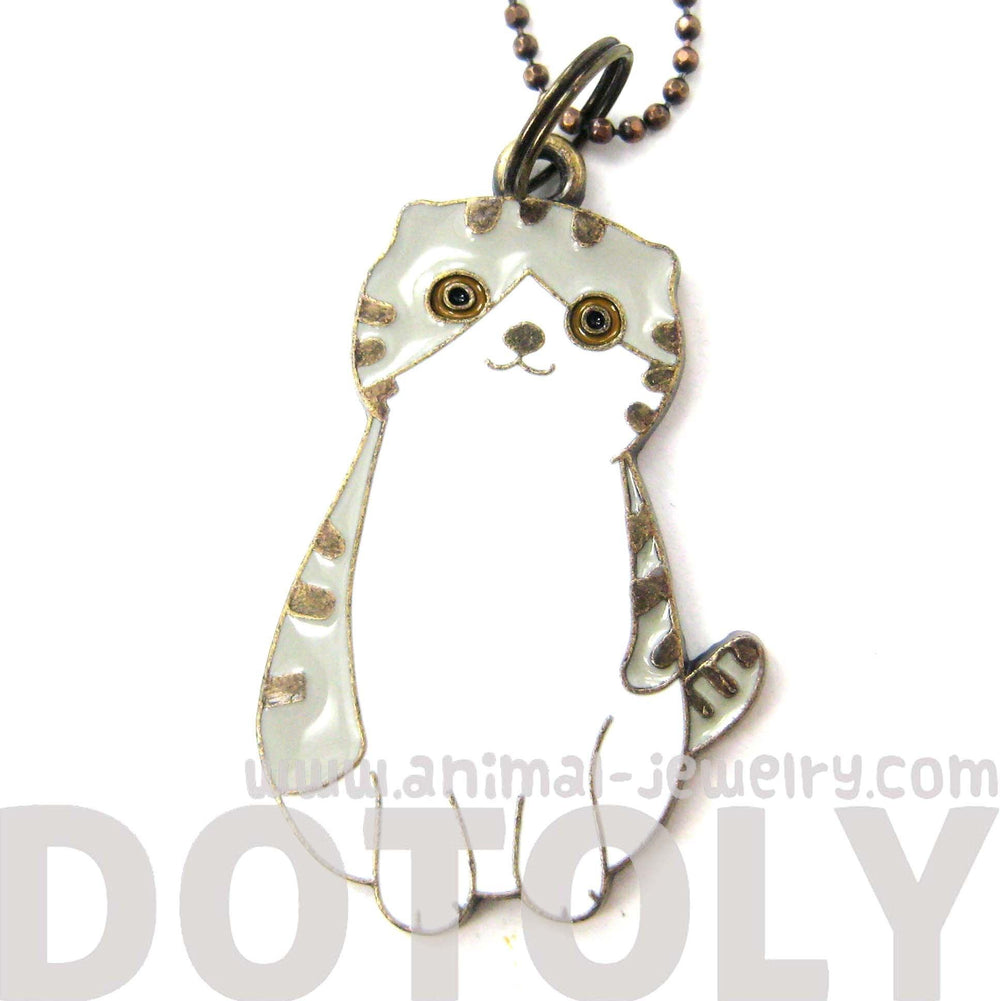 Kitty Cat Shaped Enamel Animal Pendant Necklace | Animal Jewelry | DOTOLY