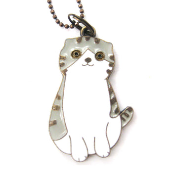 Kitty Cat Shaped Enamel Animal Pendant Necklace | Animal Jewelry | DOTOLY