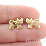 Kitty Cat Silhouette with Star Cut Out Shaped Stud Earrings in Gold | DOTOLY | DOTOLY