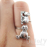 Koala and Panda Bear Wrap Around Adjustable Ring in Silver | DOTOLY | DOTOLY