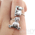 Koala and Panda Bear Wrap Around Adjustable Ring in Silver | DOTOLY | DOTOLY
