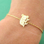 Koala Bear on a Branch Shaped Animal Charm Bracelet in Gold | DOTOLY