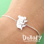 Koala Bear on a Branch Shaped Animal Charm Bracelet in Silver | DOTOLY