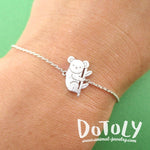 Koala Bear on a Branch Shaped Animal Charm Bracelet in Silver | DOTOLY