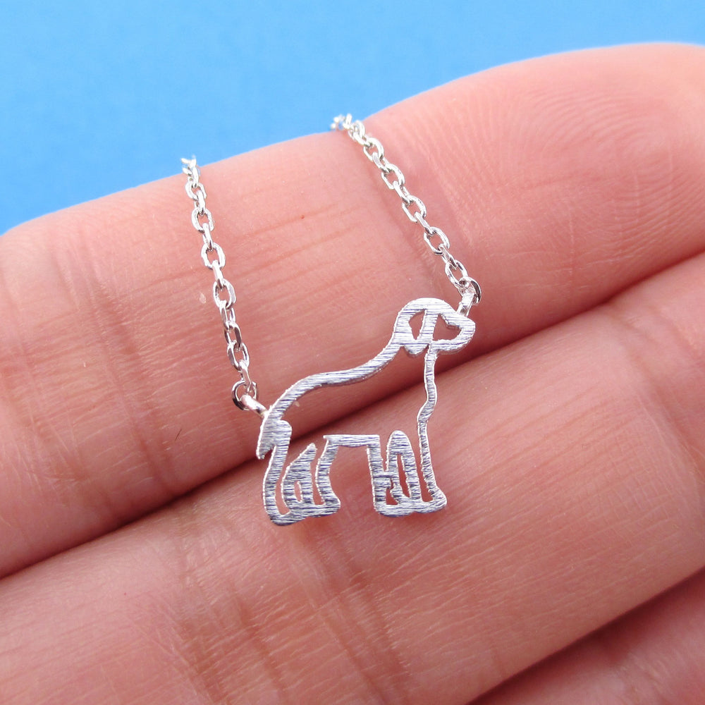 Labrador Retriever Puppy Outline Shape Pendant Necklace for Dog Lovers