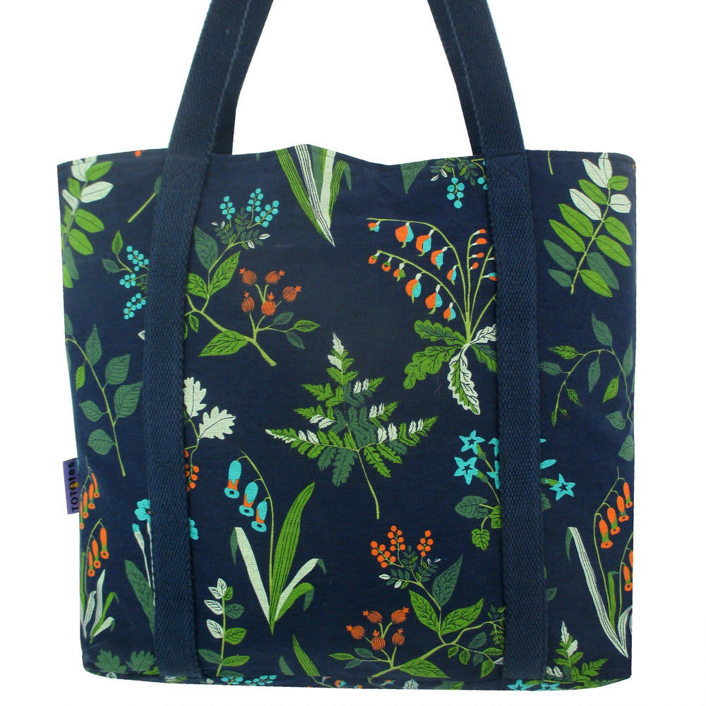 Large Carry All Floral Leafy Print Cotton Market Shopper Tote Bag