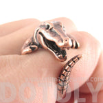 Large Crocodile Alligator Dragon Animal Ring in Copper