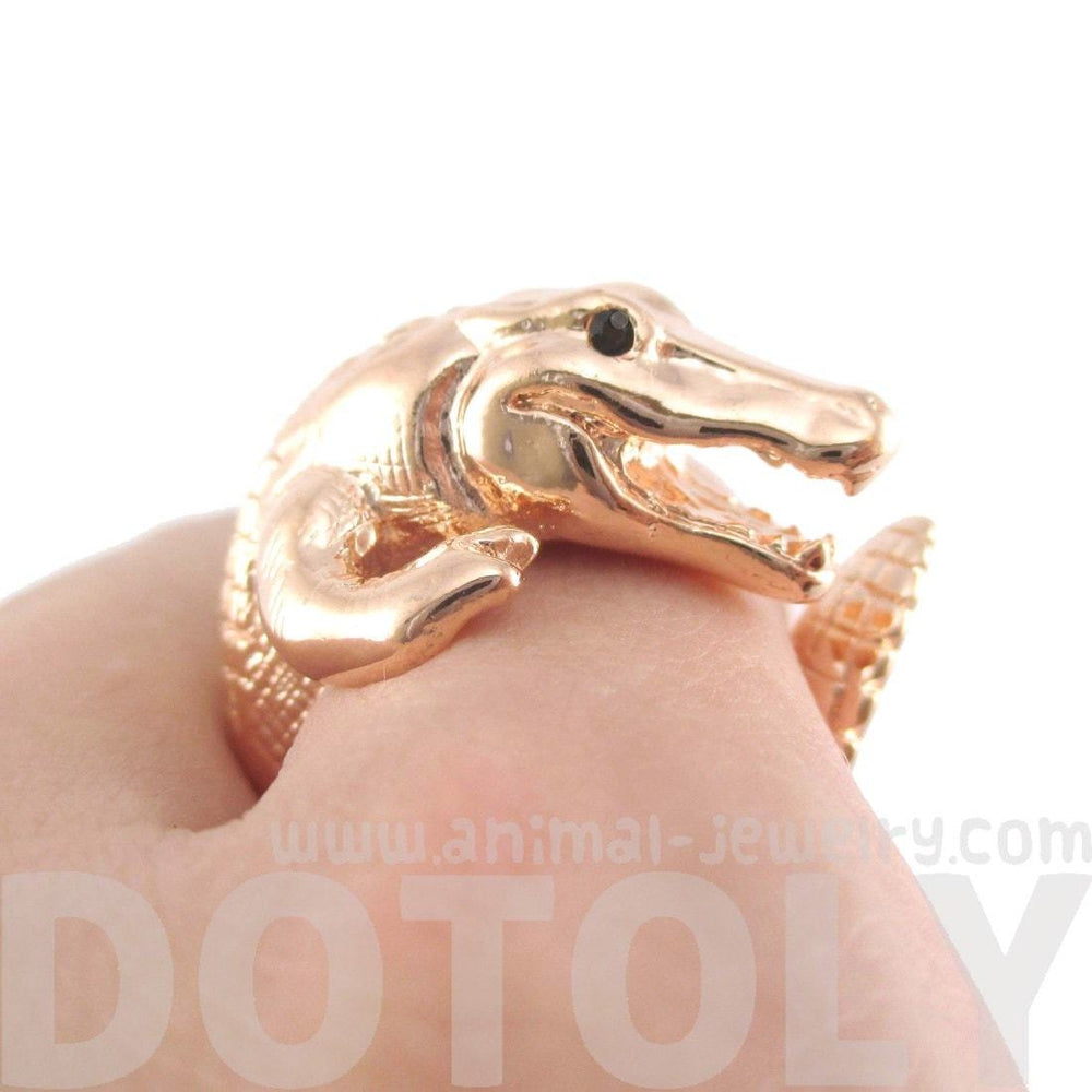 Crocodile Alligator Dragon Animal Ring in Shiny Copper