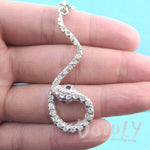 Large Dangling Snake Pendant Necklace in Silver with Rhinestones | DOTOLY