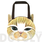 Large Ginger Kitty Cat Face Shaped Digital Print Shopper Tote Shoulder Bag | Gifts for Cat Lovers | DOTOLY