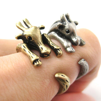 Large Giraffe Animal Wrap Around Ring in Brass - Sizes 4 to 9 Available | DOTOLY