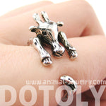 Large Giraffe Animal Wrap Around Ring in Shiny Silver - Sizes 4 to 9 Available | DOTOLY