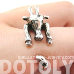 Large Giraffe Animal Wrap Around Ring in Shiny Silver - Sizes 4 to 9 Available | DOTOLY