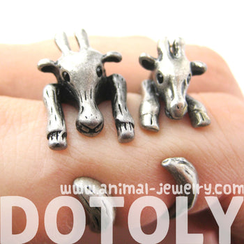 Large Giraffe Animal Wrap Around Ring in Silver - Sizes 4 to 9 Available | DOTOLY