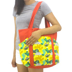Large Shoulder Tote Diaper Bag with Bright Yellow Desert Cactus Print