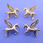 Large Pegasus Unicorn Shaped Stud Earrings in Silver or Gold | DOTOLY