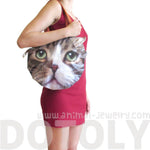 Large Tabby Cat Face Shaped Shoulder Bag | Gifts for Cat Lovers | DOTOLY