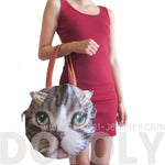 Large Tabby Cat Face Shaped Shoulder Bag | Gifts for Cat Lovers | DOTOLY