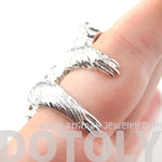 Large Three Toed Sloth Shaped Animal Wrap Ring in Shiny Silver | US Sizes 4 to 9 | DOTOLY