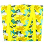 Bright Yellow Cactus Desert Print Large Utility Market Tote Bag with Zip