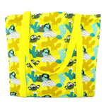 Cactus and Tropical Bird Print Large Utility Zip Closure Market Tote Bag