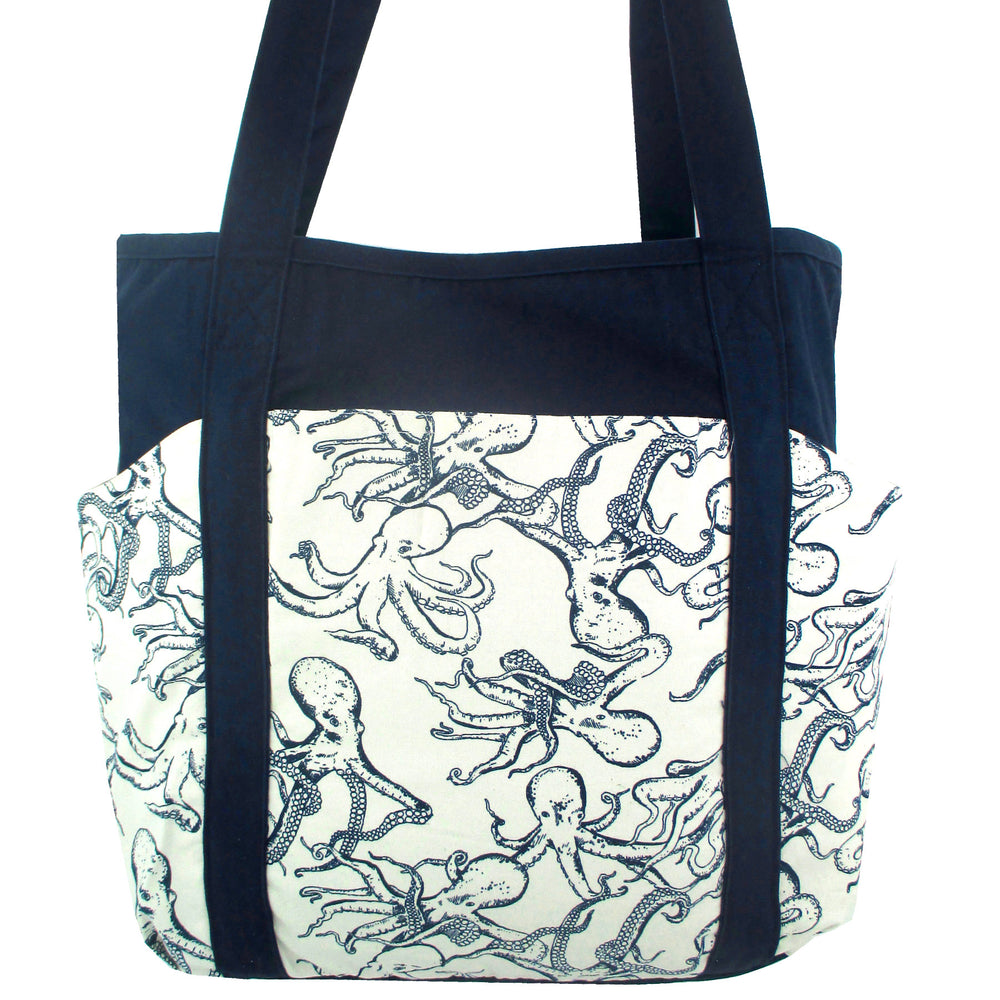 Blue Octopus Kraken All Over Print Large Carry All Shoulder Tote Bag