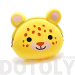 Leopard Cheetah Cat Face Shaped Animal Friends Silicone Clasp Coin Purse Pouch | DOTOLY