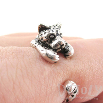 Leopard Jaguar Shaped Animal Wrap Around Ring in 925 Sterling Silver | US Sizes 3 to 8 | DOTOLY
