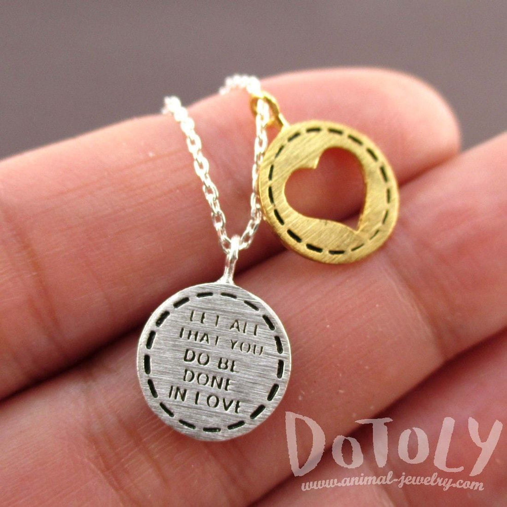 Let All You Do Be Done in Love Motivational Quote Charm Necklace in Silver with Heart | DOTOLY | DOTOLY