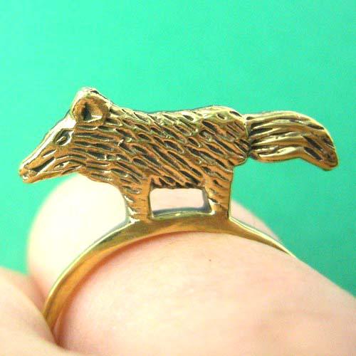 Wolf Fox Animal Ring in Brass | Limited Edition Animal Jewelry | DOTOLY