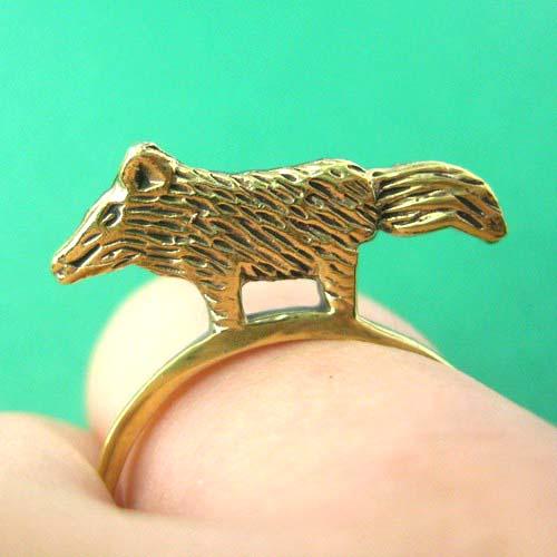 Wolf Fox Animal Ring in Brass | Limited Edition Animal Jewelry | DOTOLY