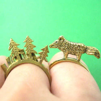 Wolf Fox Animal Ring in Brass | Limited Edition Animal Jewelry | DOTOLY
