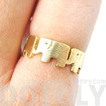 Linked Baby Elephant Parade Animal Ring in Gold | US Size 6 and 7 Only | DOTOLY