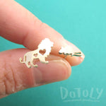 Lion and Mouse Silhouette Shaped Stud Earrings in Gold | DOTOLY