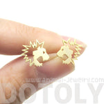 Lion Face Shaped Animal Cut Out Stud Earrings in Gold | Animal Jewelry | DOTOLY