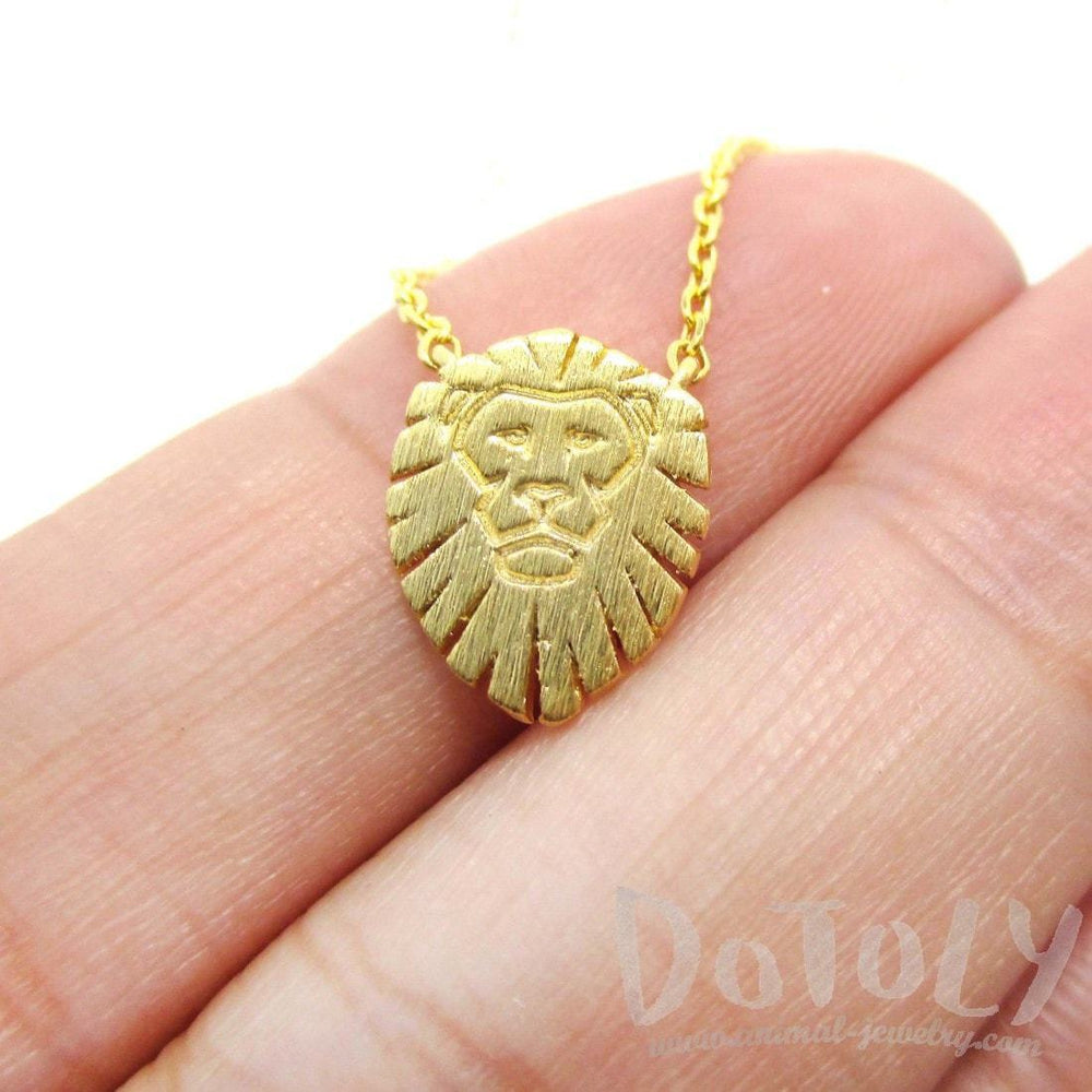 Lion King Shaped Animal Charm Necklace in Gold | Animal Jewelry | DOTOLY