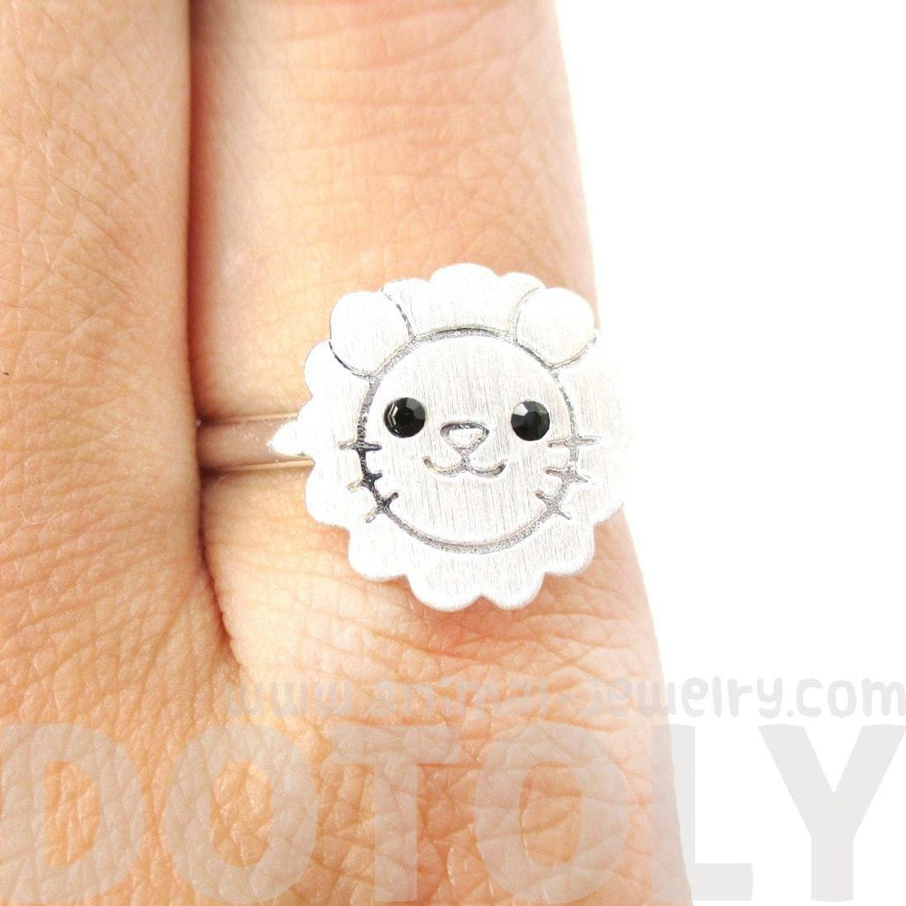 Lion Shaped Adorable Animal Inspired Adjustable Ring in Silver | DOTOLY | DOTOLY
