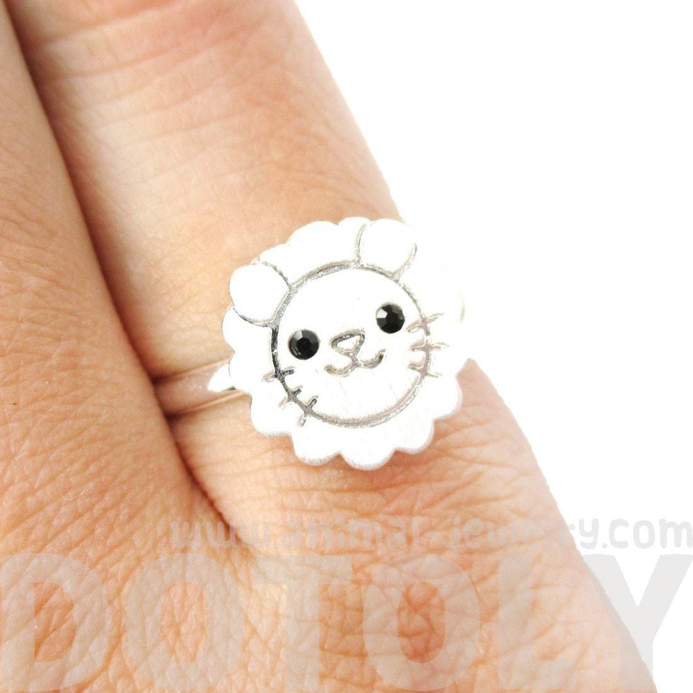 Lion Shaped Adorable Animal Inspired Adjustable Ring in Silver | DOTOLY | DOTOLY