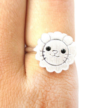 Lion Shaped Adorable Animal Inspired Adjustable Ring in Silver | DOTOLY | DOTOLY